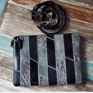 G.I.L.I leather camo patchwork purse